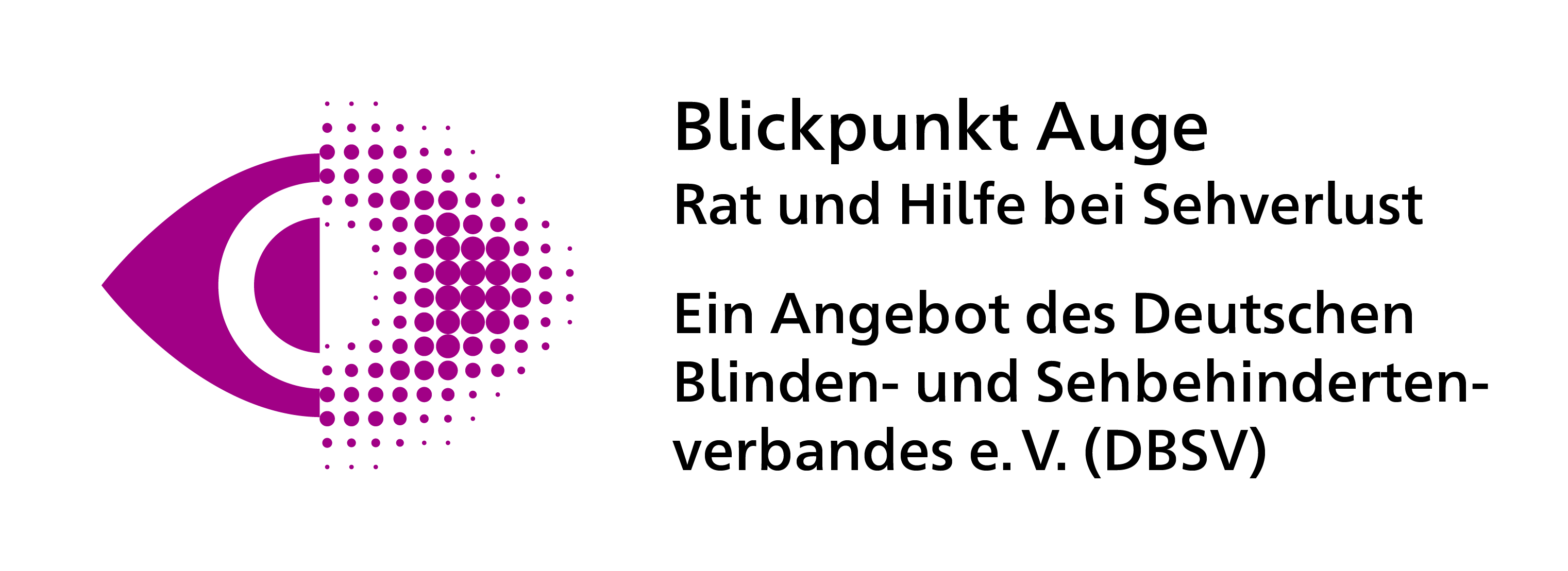 Logo Blickpunkt Auge – Rat und Hilfe bei Sehverlust, ein Angebot des Deutschen Blinden- und Sehbehindertenverbandes e.V. (DBSV)